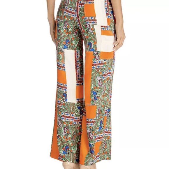 Tory Burch Womens Multicolor Geometric Animal Print Pants Silk size 10 EUC - Picture 2 of 16